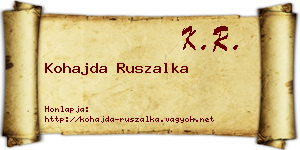 Kohajda Ruszalka névjegykártya